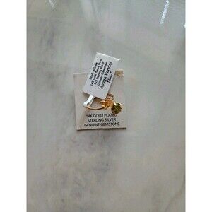 14K Gold Plated Sterling Silver Genuine Gemstone Peridot Citrine Ring Size 7